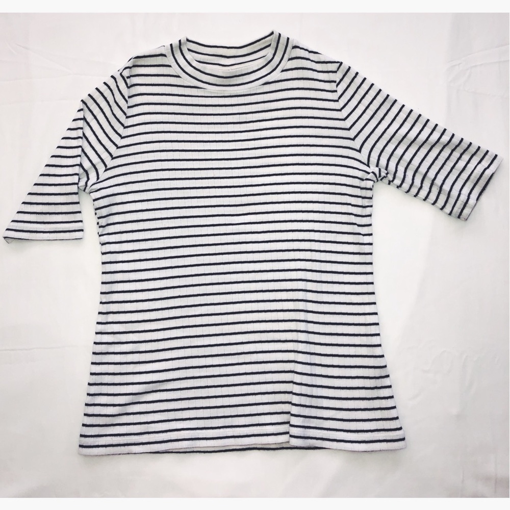 Stretchy basic faux turtleneck top.